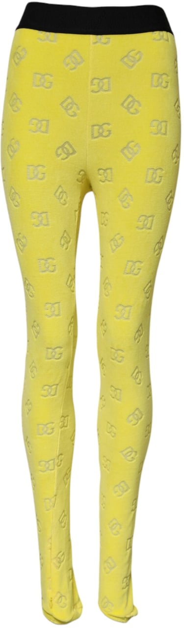 Dolce & Gabbana Yellow Logo Slim Fit Leggings Pants Geel