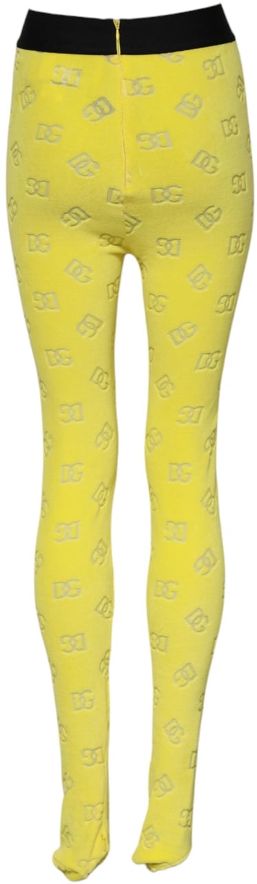 Dolce & Gabbana Yellow Logo Slim Fit Leggings Pants Geel