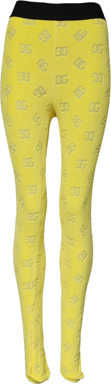 Dolce & Gabbana Yellow Logo Slim Fit Leggings Pants Geel