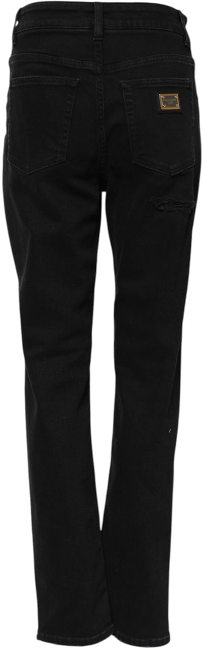 Dolce & Gabbana Black Boyfriend Cotton Flared Denim Jeans Zwart