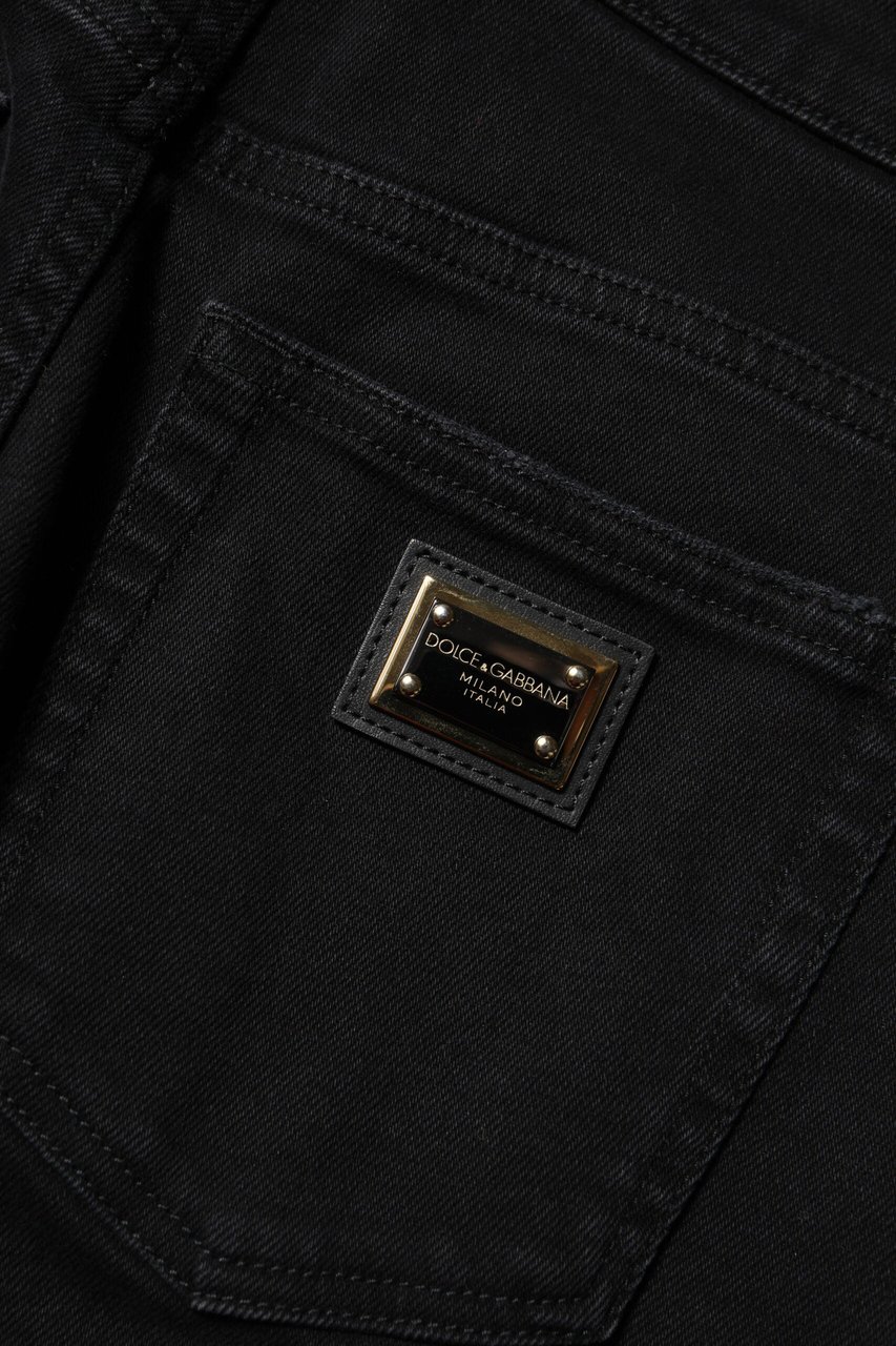 Dolce & Gabbana Black Boyfriend Cotton Flared Denim Jeans Zwart