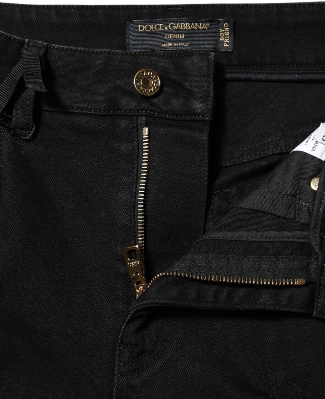Dolce & Gabbana Black Boyfriend Cotton Flared Denim Jeans Zwart