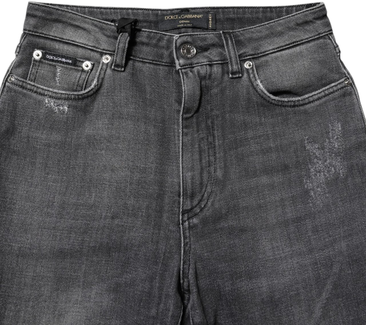 Dolce & Gabbana Dark Gray AUDREY Cotton Skinny Denim Jeans Grijs