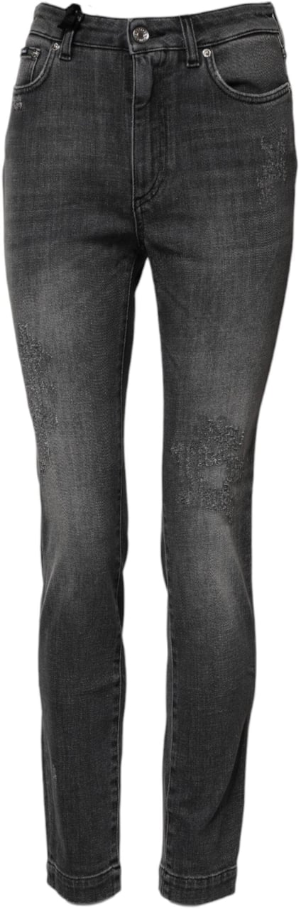 Dolce & Gabbana Dark Gray AUDREY Cotton Skinny Denim Jeans Grijs