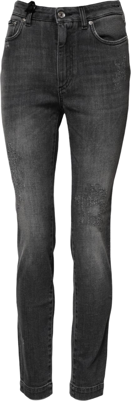 Dolce & Gabbana Dark Gray AUDREY Cotton Skinny Denim Jeans Grijs