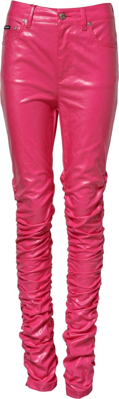 Dolce & Gabbana Pink Cotton High Waisted Skinny Denim Jeans Roze