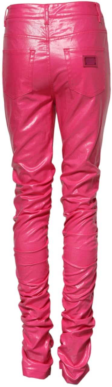 Dolce & Gabbana Pink Cotton High Waisted Skinny Denim Jeans Roze