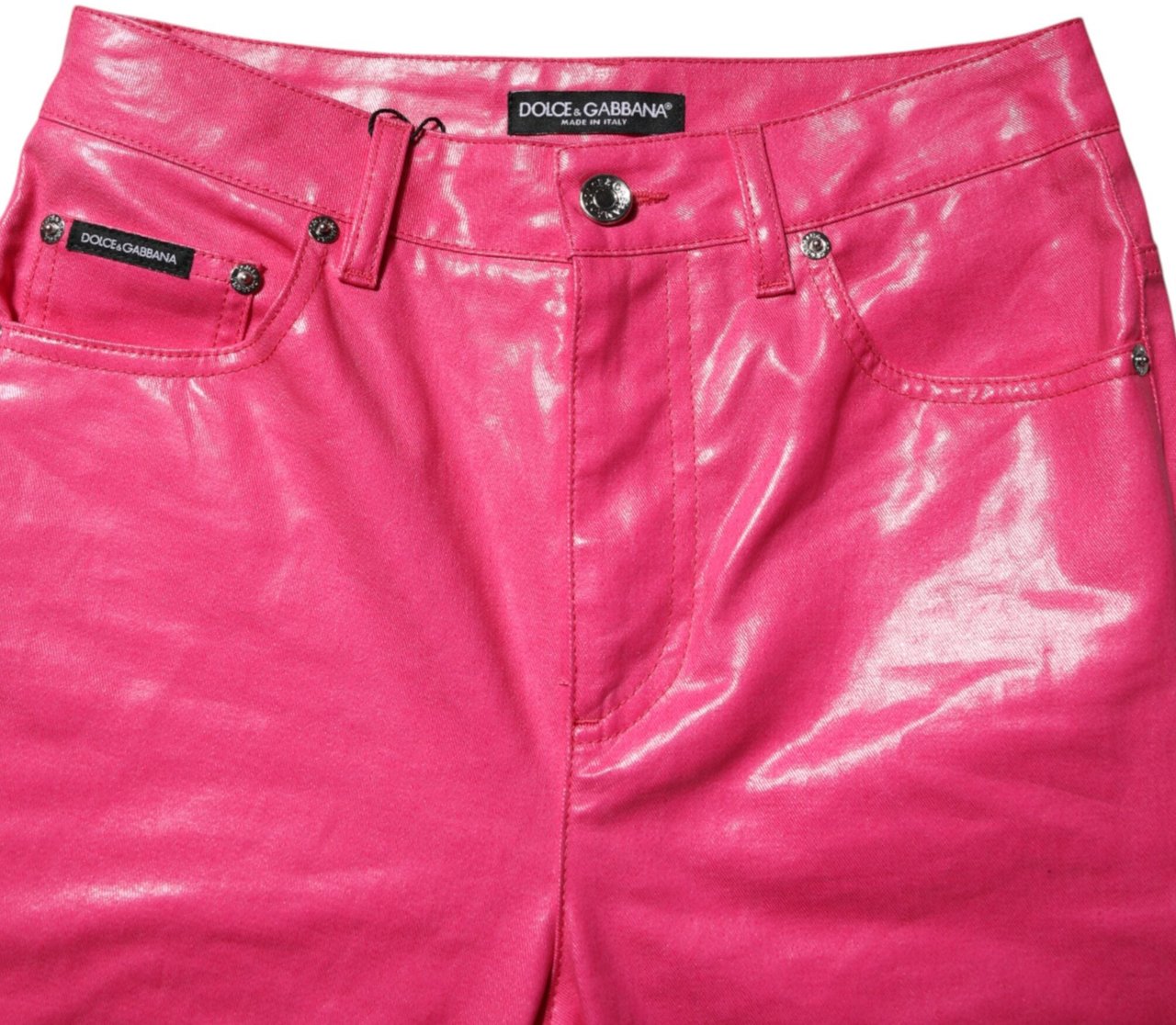 Dolce & Gabbana Pink Cotton High Waisted Skinny Denim Jeans Roze
