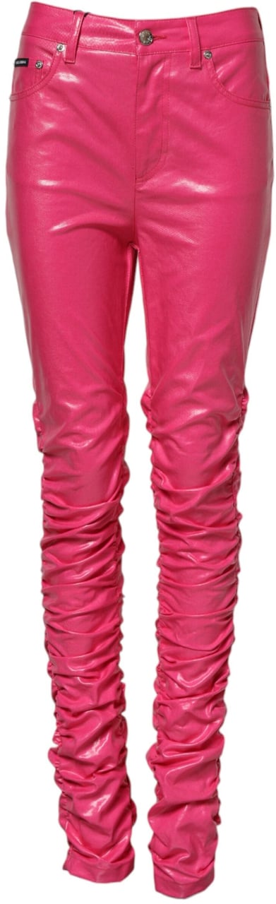 Dolce & Gabbana Pink Cotton High Waisted Skinny Denim Jeans Roze