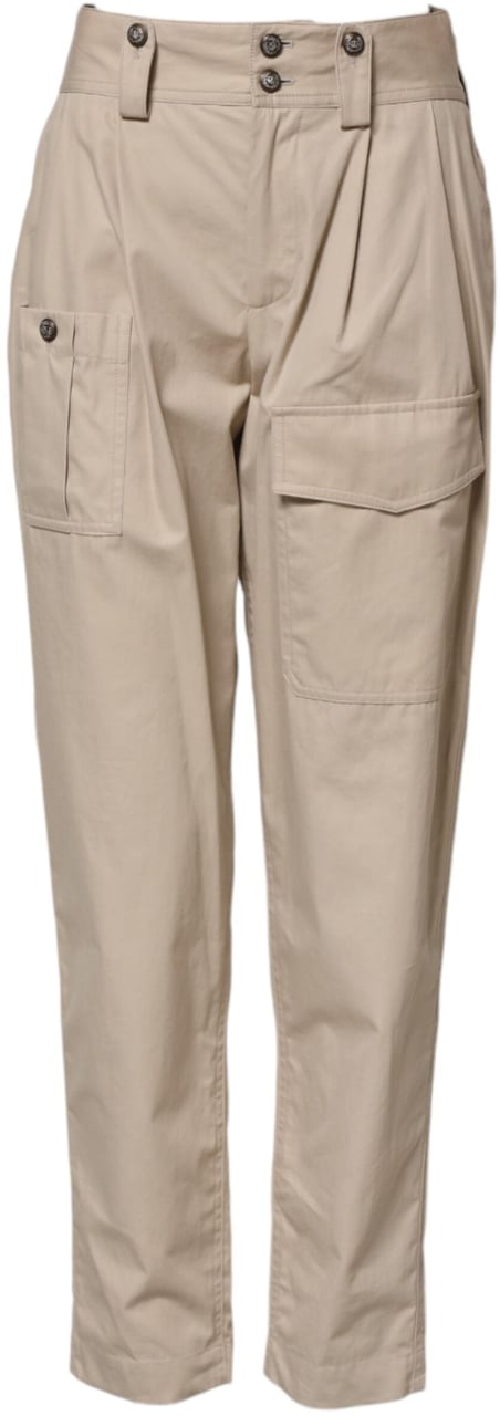 Dolce & Gabbana Beige Cotton High Waisted Pants Beige