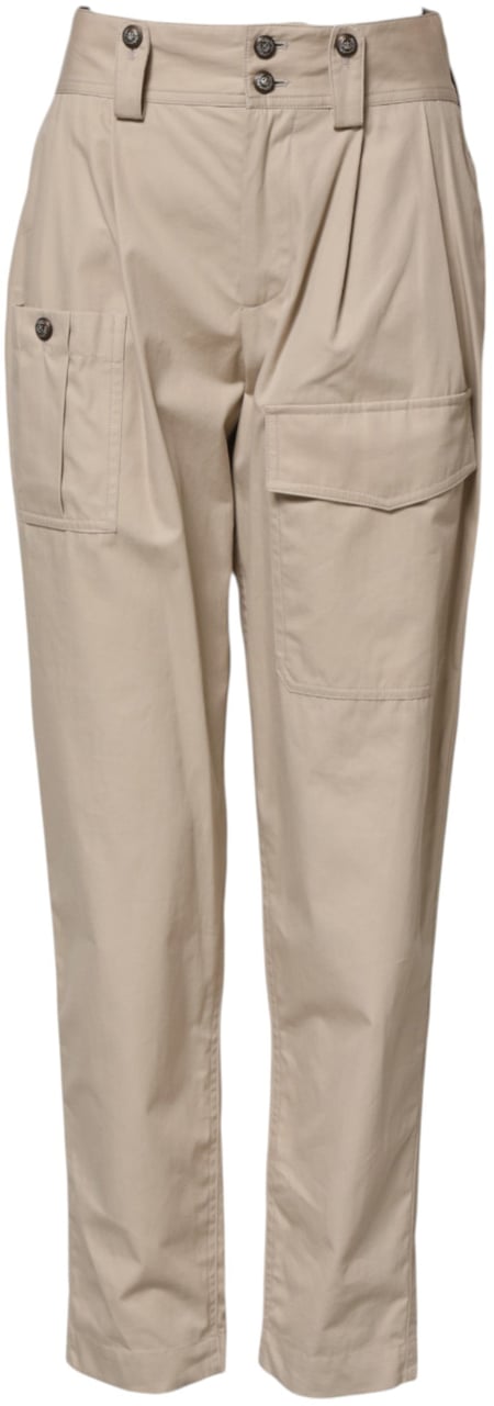 Dolce & Gabbana Beige Cotton High Waisted Pants Beige