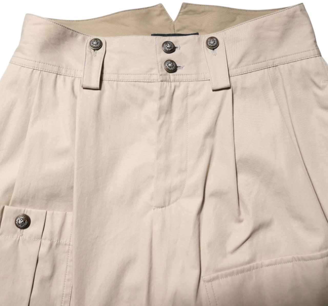 Dolce & Gabbana Beige Cotton High Waisted Pants Beige
