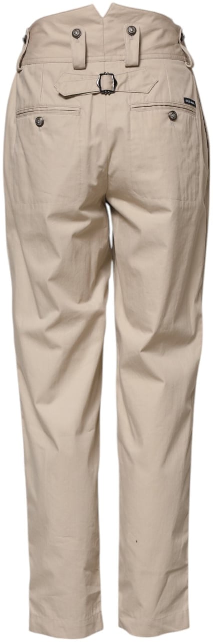 Dolce & Gabbana Beige Cotton High Waisted Pants Beige
