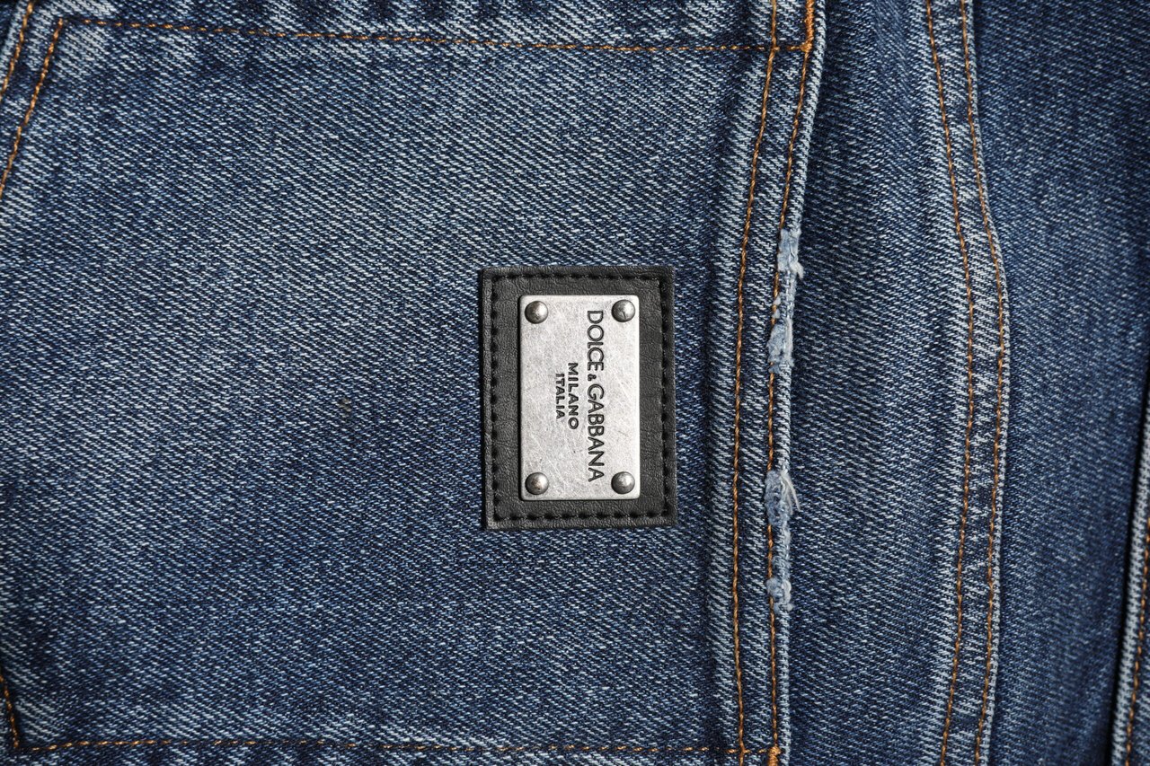Dolce & Gabbana Blue Cotton Mid Waisted Straight Denim Jeans Blauw
