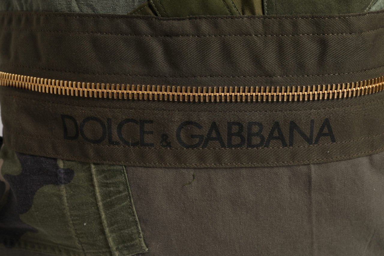 Dolce & Gabbana Military Green Patchwork Rucksack Backpack Bag Groen