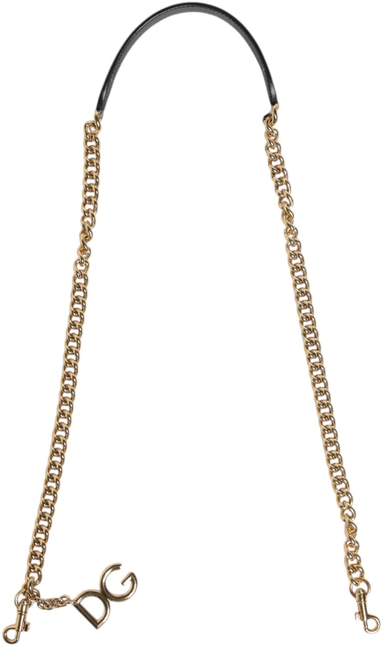 Dolce & Gabbana Brown Leopard Gold Brass Chain Accessory Shoulder Strap Grijs