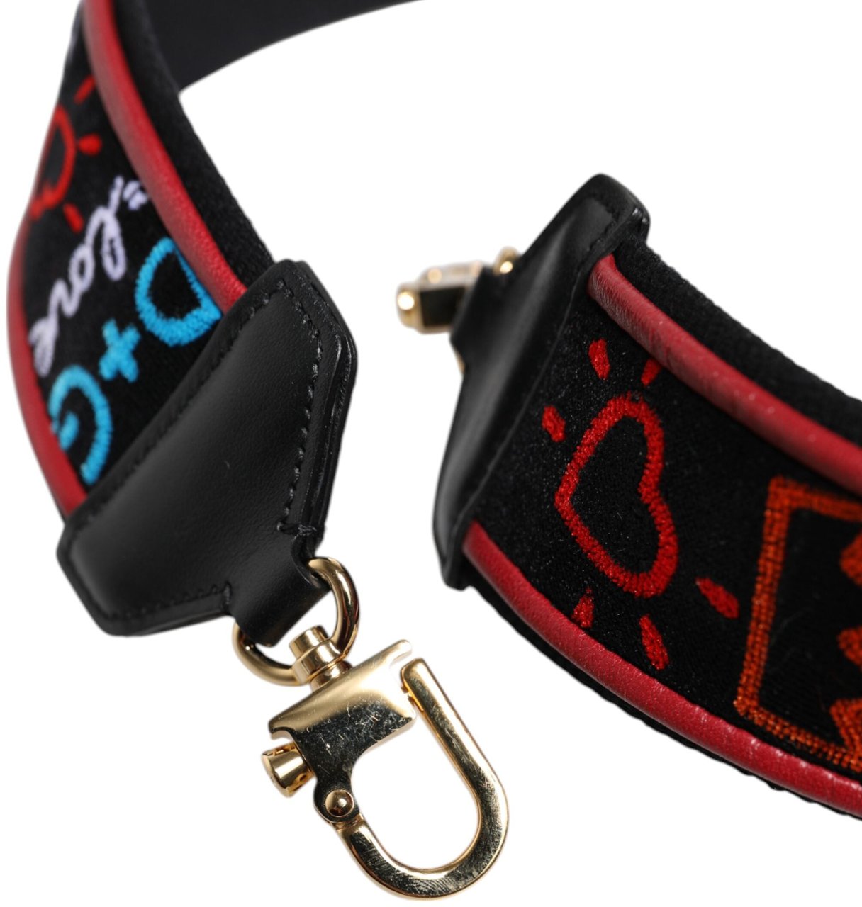 Dolce & Gabbana Black Cotton Printed Women Bag Accessory Shoulder Strap Grijs