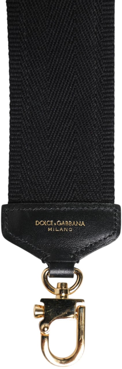 Dolce & Gabbana Black Cotton Printed Women Bag Accessory Shoulder Strap Grijs