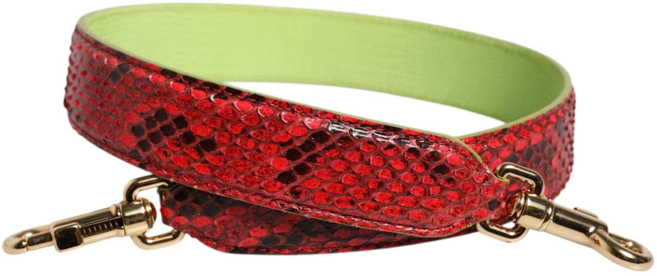Dolce & Gabbana Red Exotic Leather Handbag Accessory Shoulder Strap Grijs
