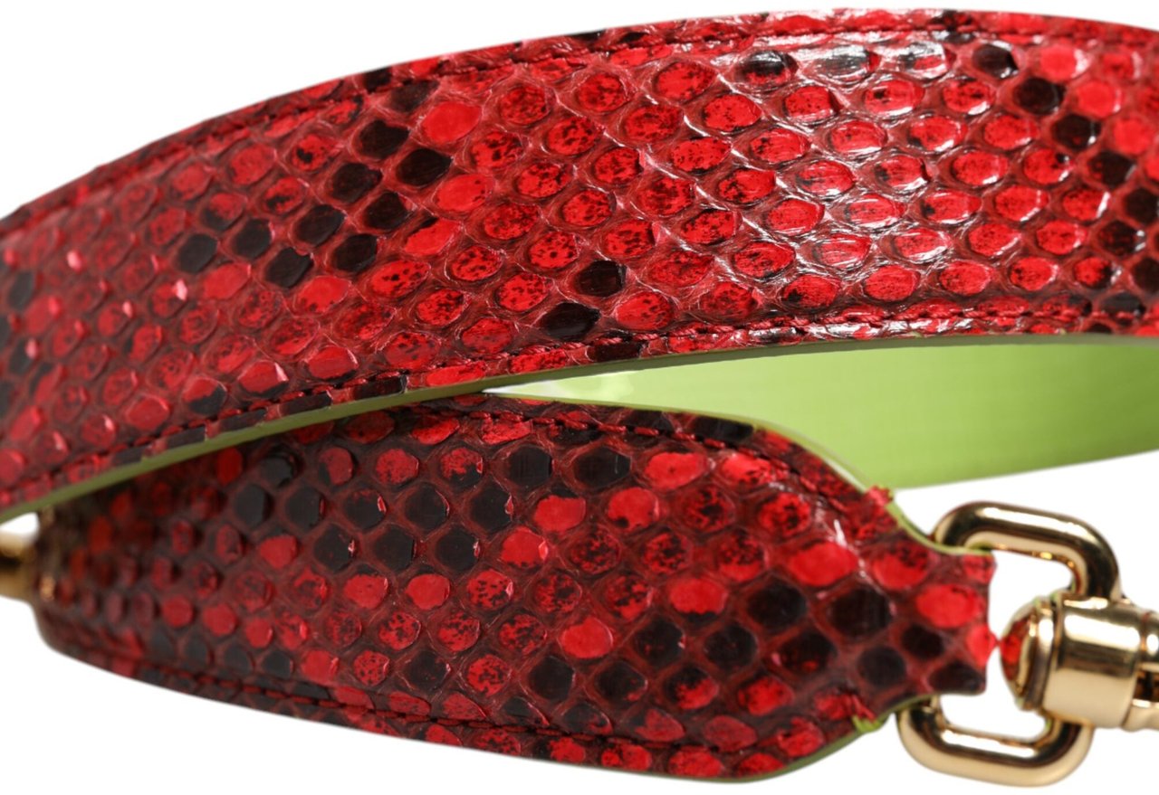 Dolce & Gabbana Red Exotic Leather Handbag Accessory Shoulder Strap Grijs
