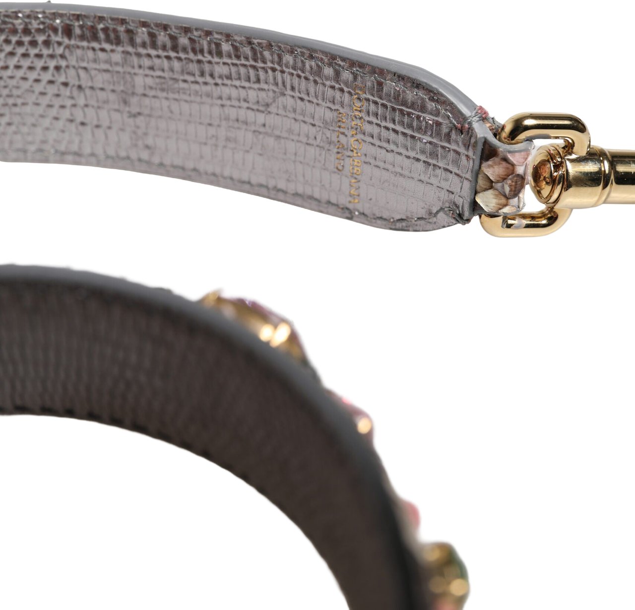 Dolce & Gabbana Multicolor Embellished Handbag Shoulder Strap Grijs