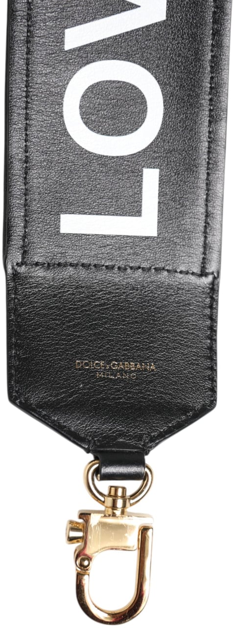 Dolce & Gabbana Black Leopard Print Reversible Bag Shoulder Strap Grijs