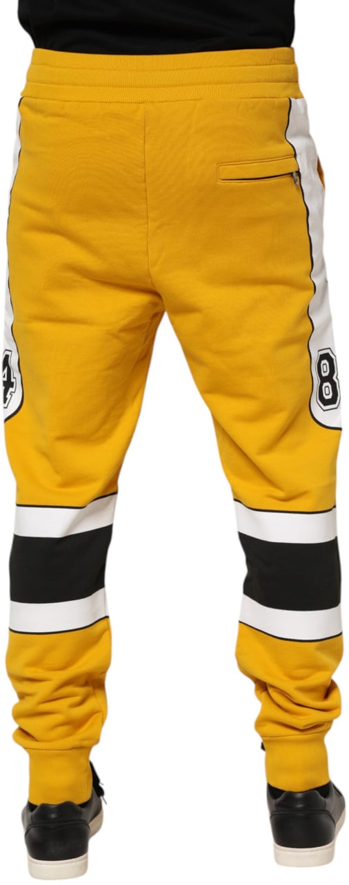 Dolce & Gabbana Yellow Cotton Drawstring Jogger Pants Geel