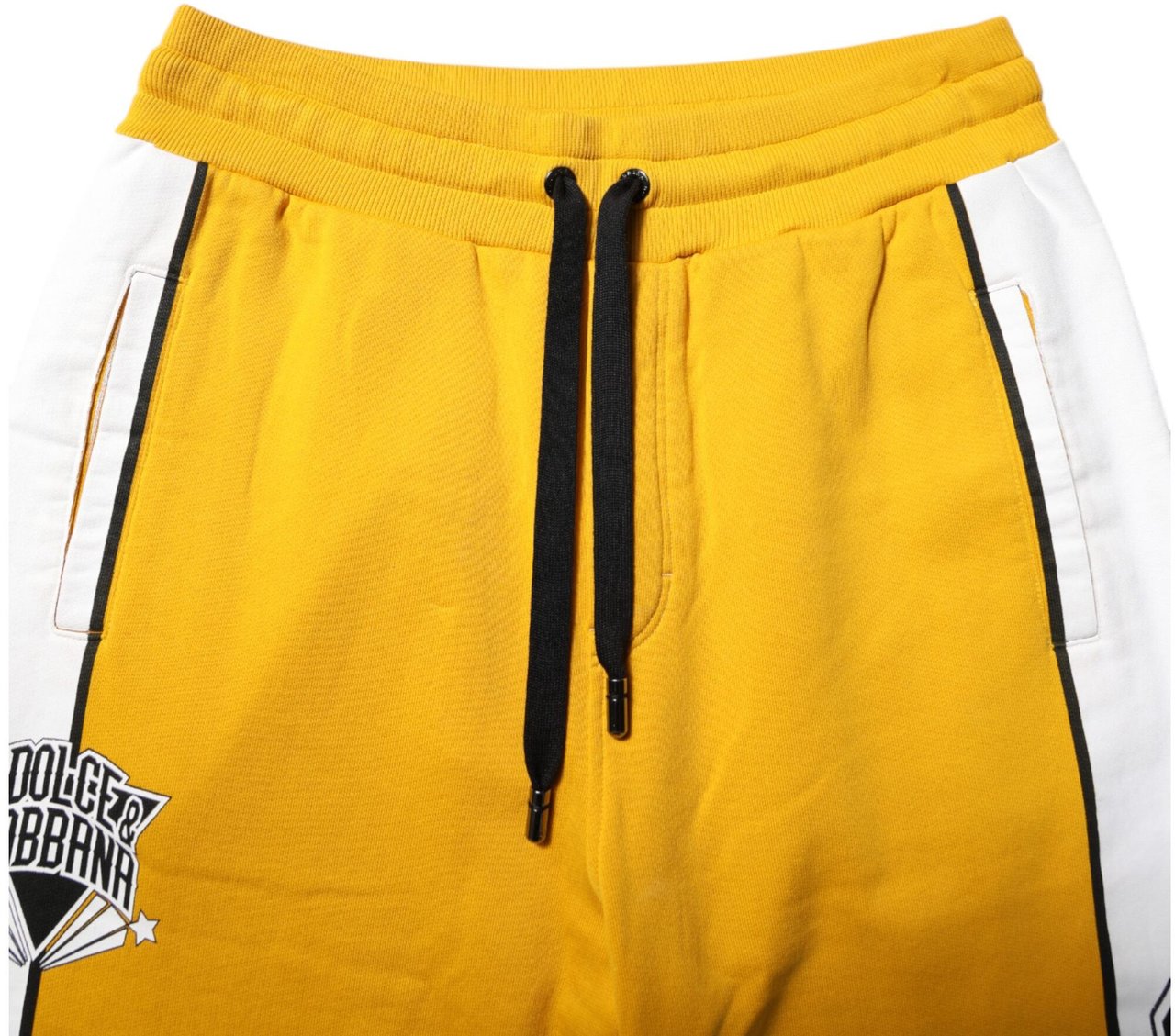 Dolce & Gabbana Yellow Cotton Drawstring Jogger Pants Geel