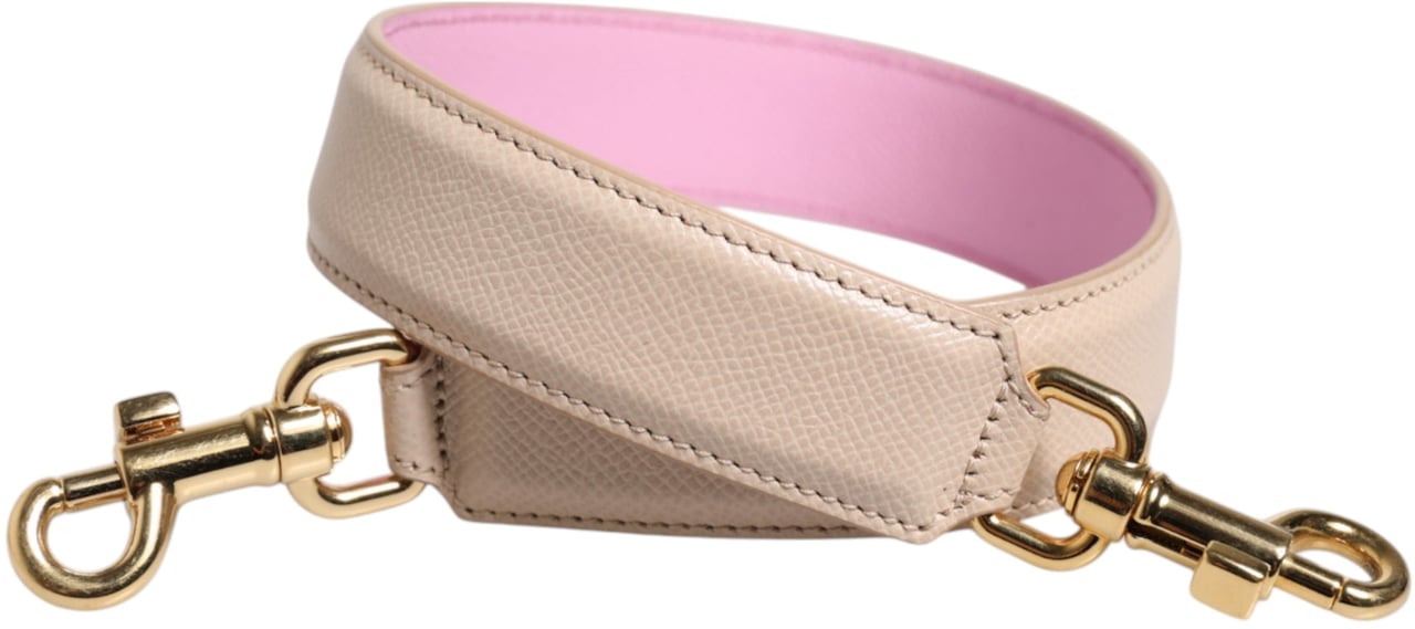 Dolce & Gabbana Beige Pink Leather Handbag Accessory Shoulder Strap Grijs