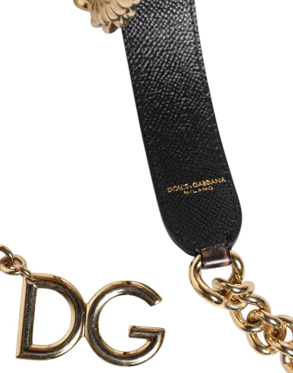Dolce & Gabbana Brown Leopard Gold Brass Chain Accessory Shoulder Strap Grijs
