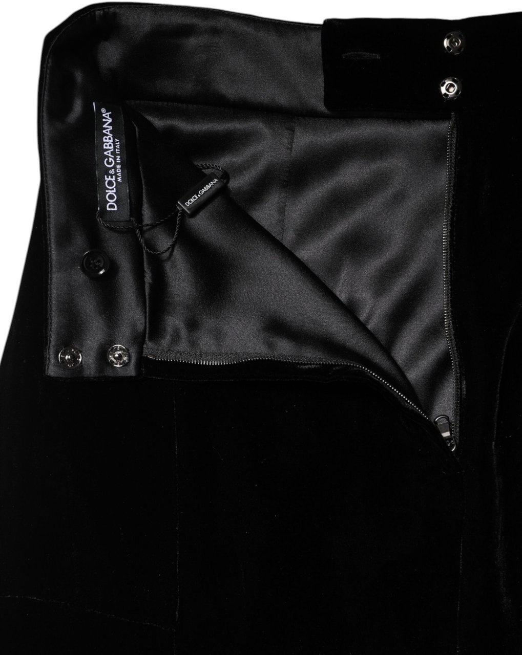 Dolce & Gabbana Black High Waist Fit Flared Midi Skirt Zwart