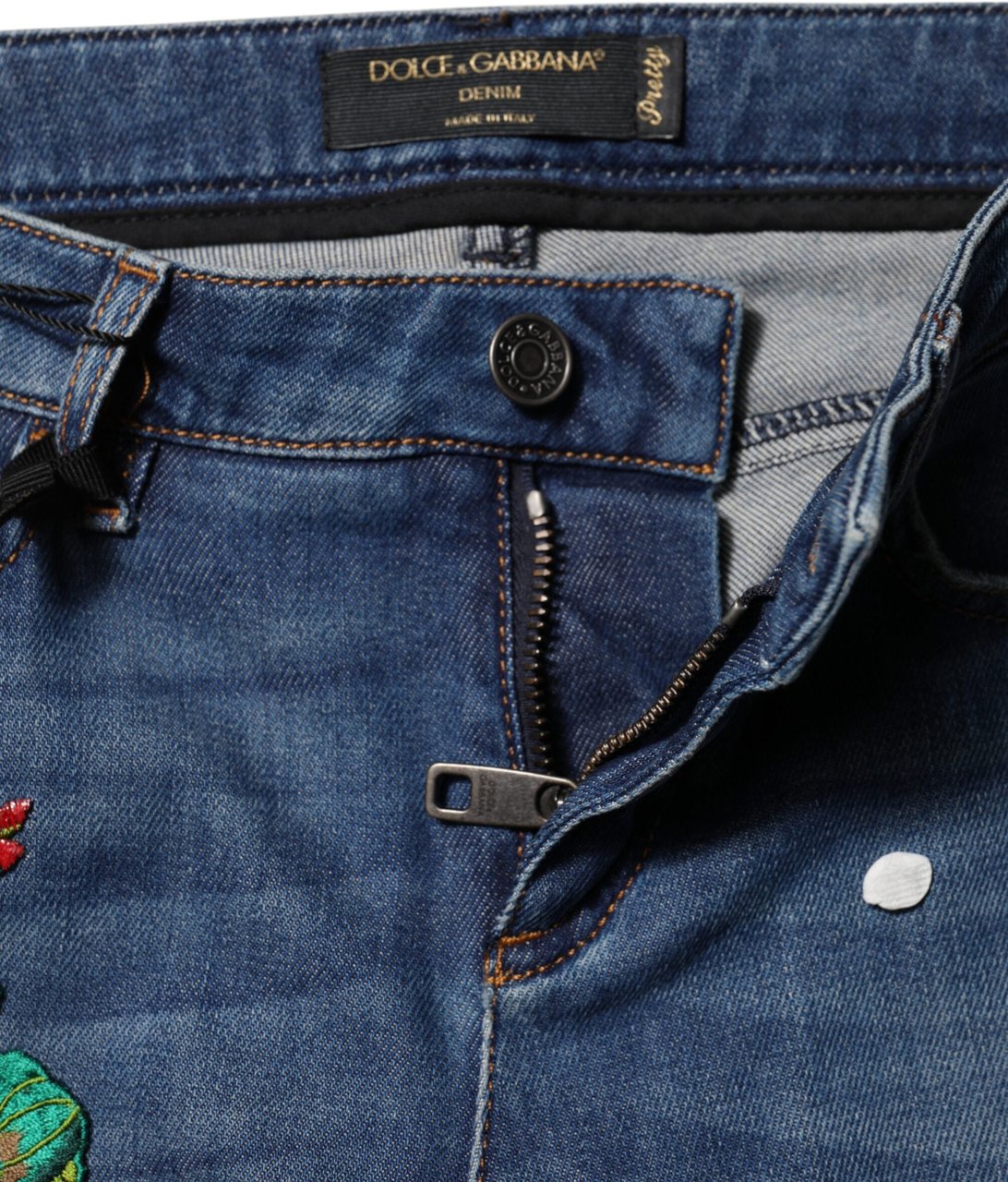 Dolce & Gabbana Blue Cotton Low Waist Skinny Denim Jeans Blauw