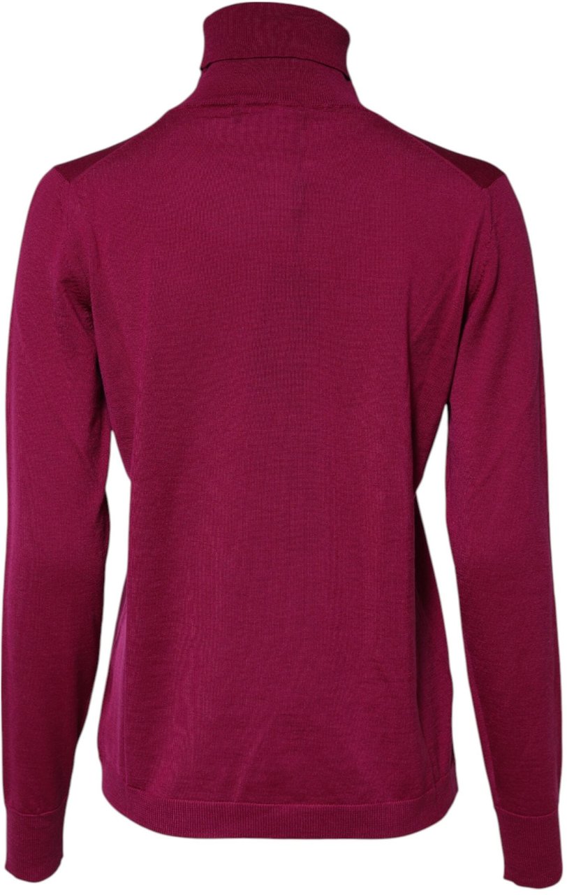 Dolce & Gabbana Fuchsia Wool Long Sleeves Turtleneck Sweater Roze
