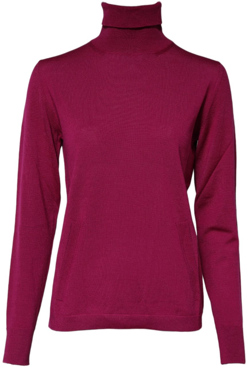 Dolce & Gabbana Fuchsia Wool Long Sleeves Turtleneck Sweater Roze