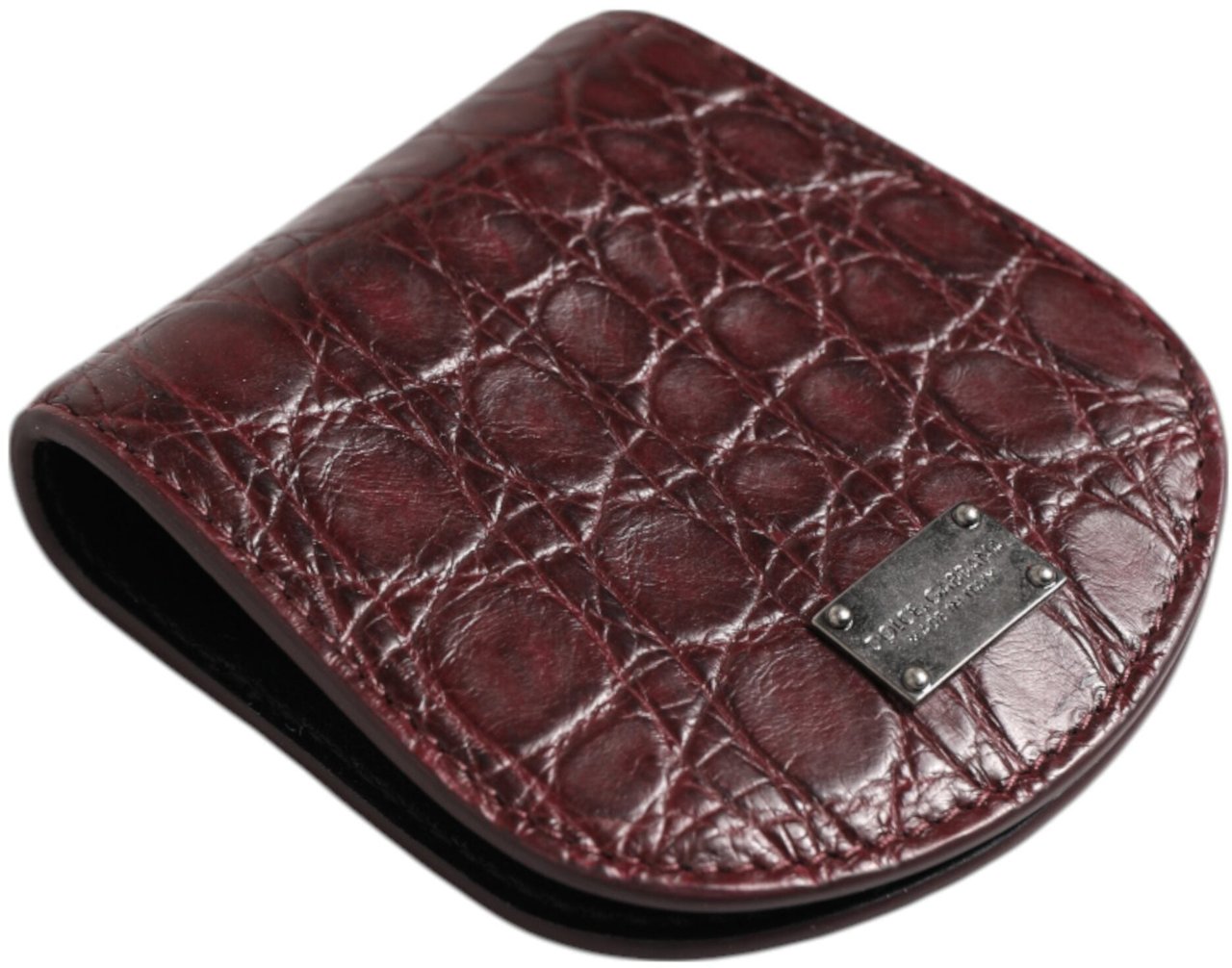 Dolce & Gabbana Burgundy Exotic Skin Coin Condom Case Holder Pocket Wallet Bruin