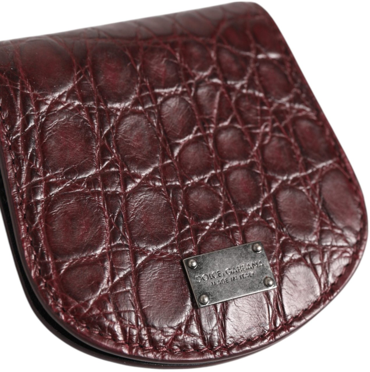 Dolce & Gabbana Burgundy Exotic Skin Coin Condom Case Holder Pocket Wallet Bruin