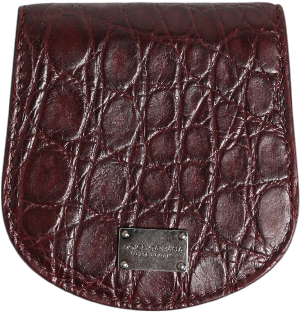 Dolce & Gabbana Burgundy Exotic Skin Coin Condom Case Holder Pocket Wallet Bruin