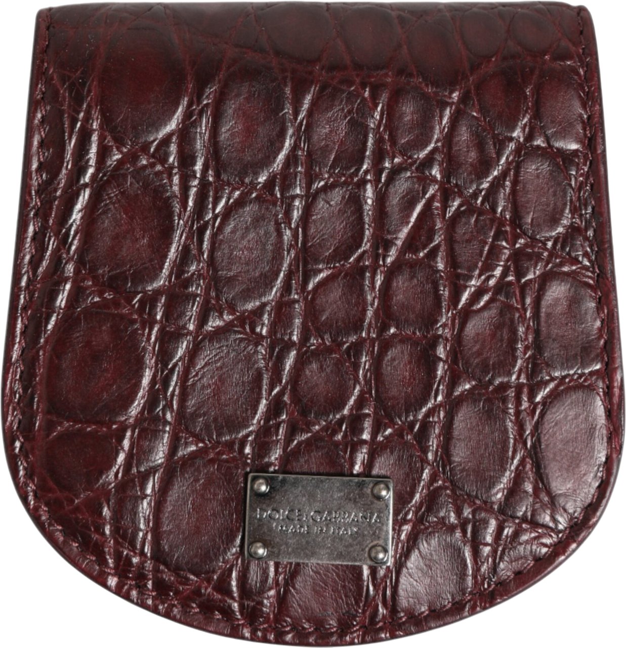 Dolce & Gabbana Burgundy Exotic Skin Coin Condom Case Holder Pocket Wallet Bruin