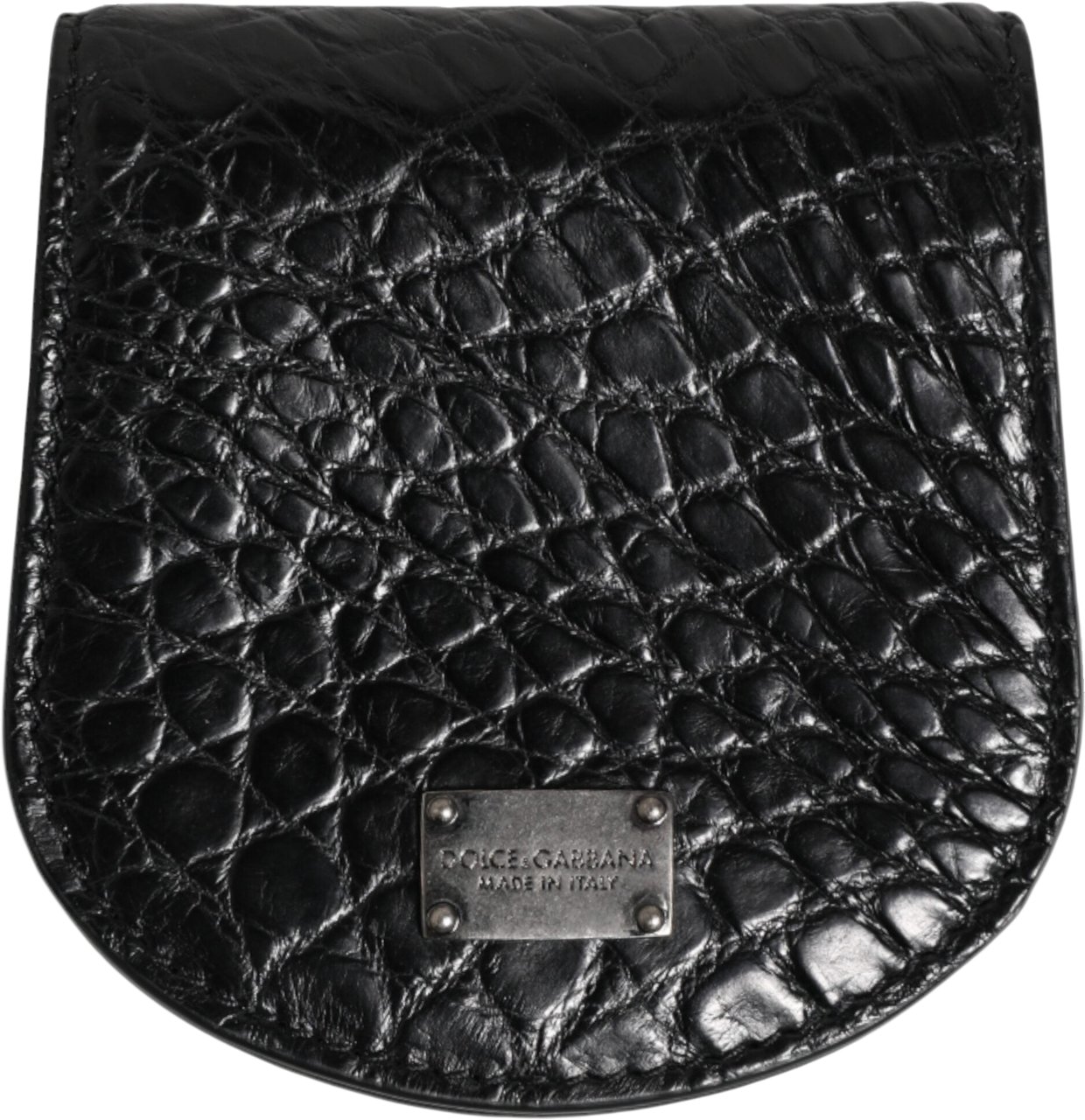 Dolce & Gabbana Black Exotic Skin Coin Condom Case Holder Pocket Wallet Zwart
