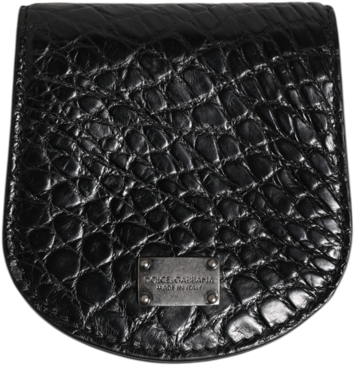 Dolce & Gabbana Black Exotic Skin Coin Condom Case Holder Pocket Wallet Zwart