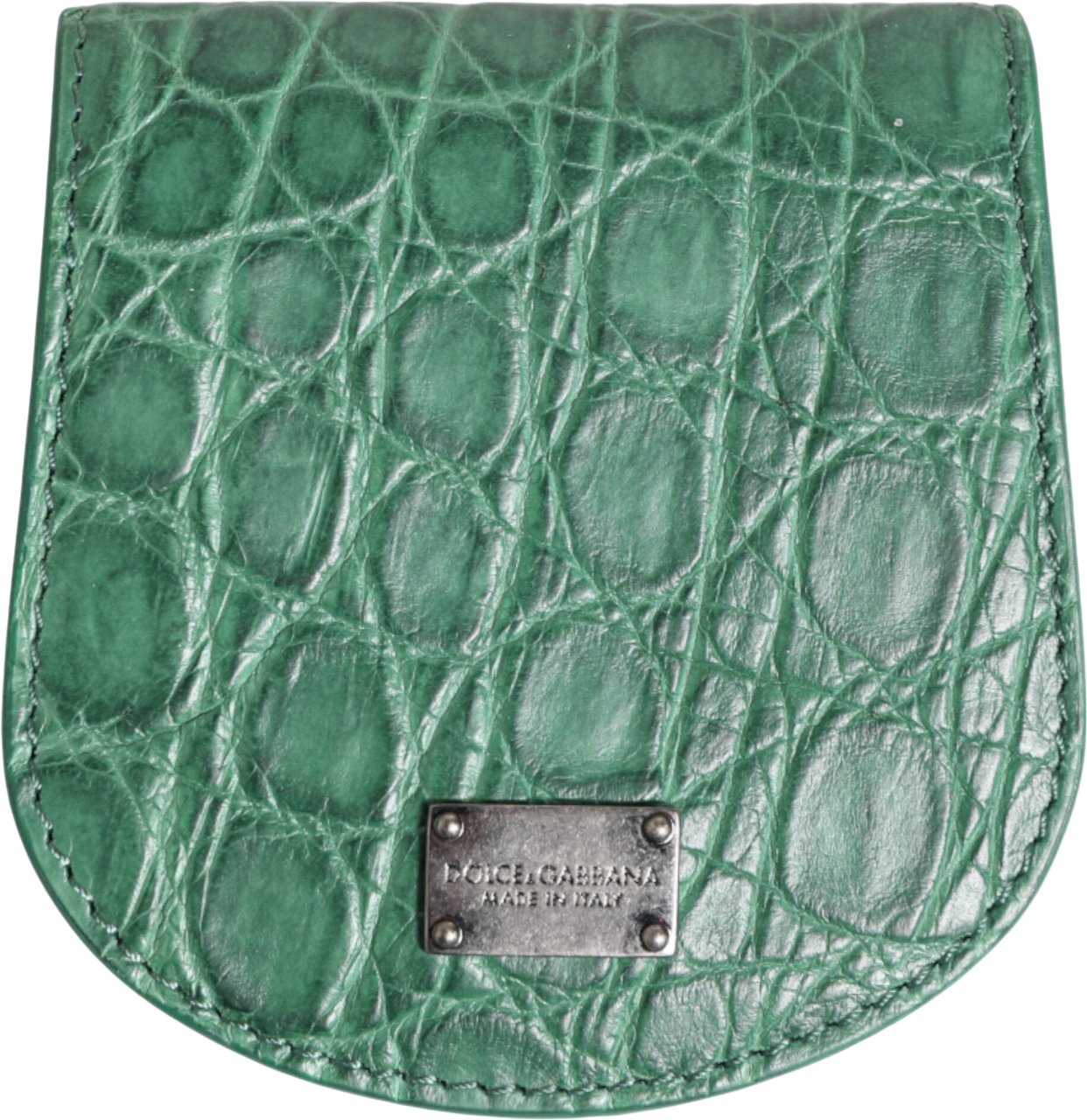 Dolce & Gabbana Green Exotic Skin Coin Condom Case Holder Pocket Wallet Groen