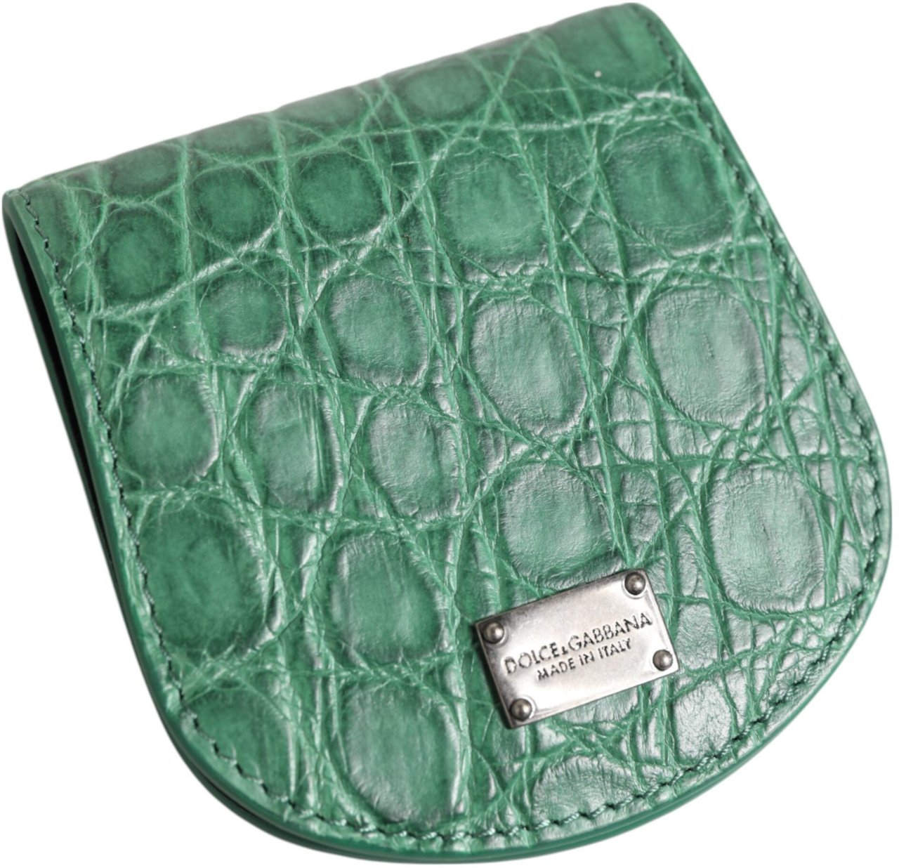 Dolce & Gabbana Green Exotic Skin Coin Condom Case Holder Pocket Wallet Groen