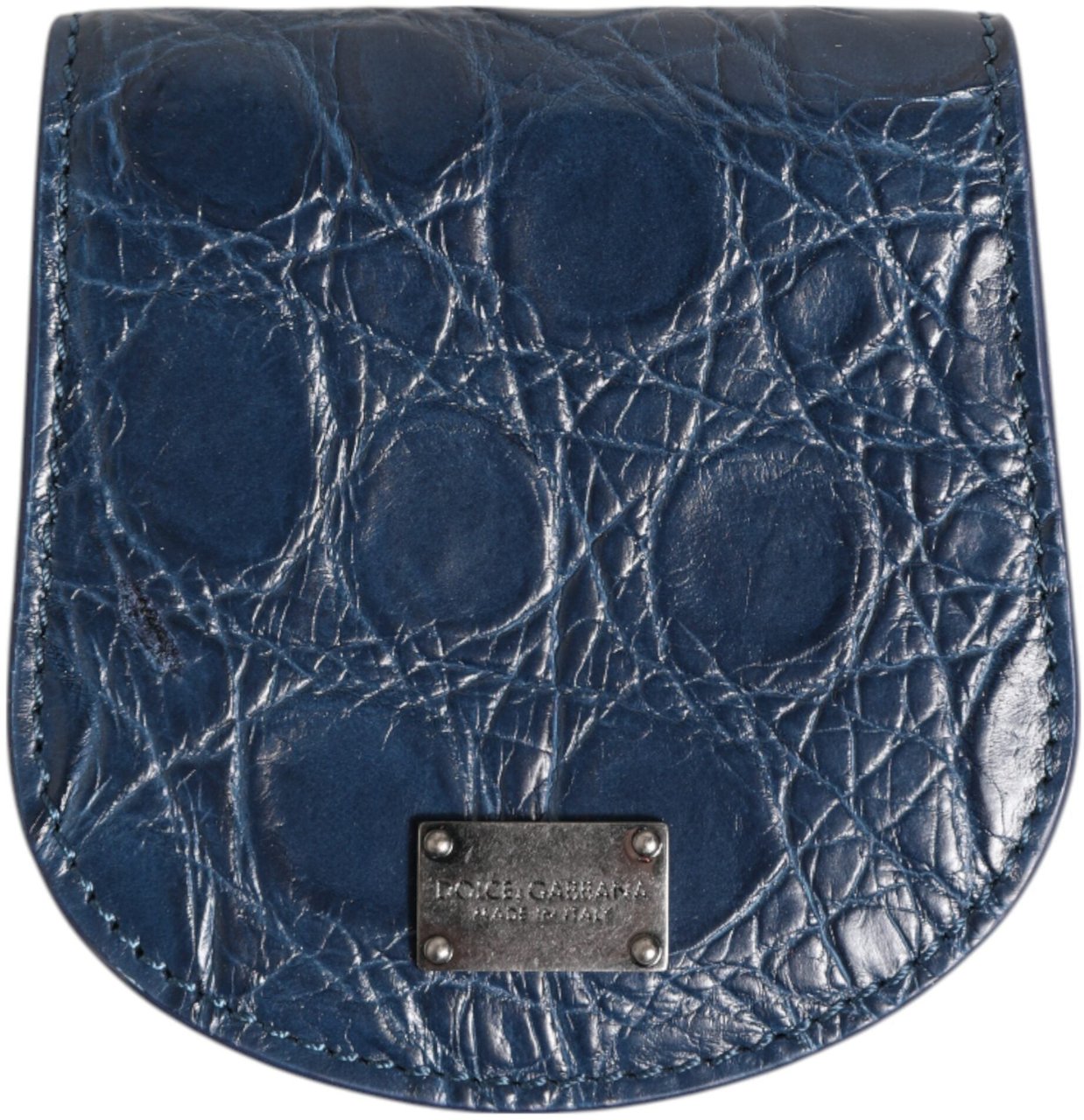 Dolce & Gabbana Blue Exotic Skin Coin Condom Case Holder Pocket Wallet Blauw
