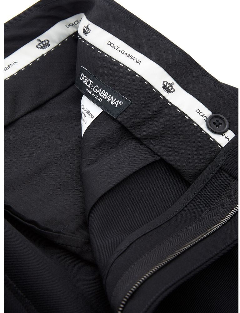 Dolce & Gabbana Black Polyester Dress Pants Zwart