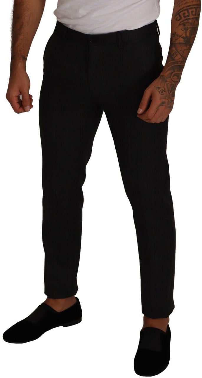 Dolce & Gabbana Gray Check Wool Formal Trouser Dress Pants Grijs