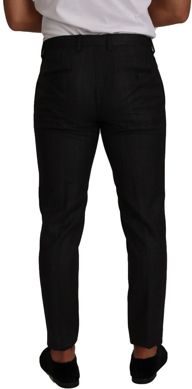 Dolce & Gabbana Gray Check Wool Formal Trouser Dress Pants Grijs