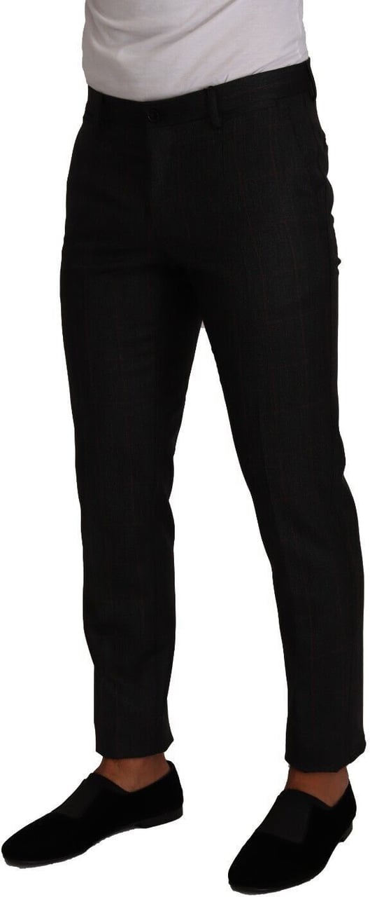 Dolce & Gabbana Gray Check Wool Formal Trouser Dress Pants Grijs