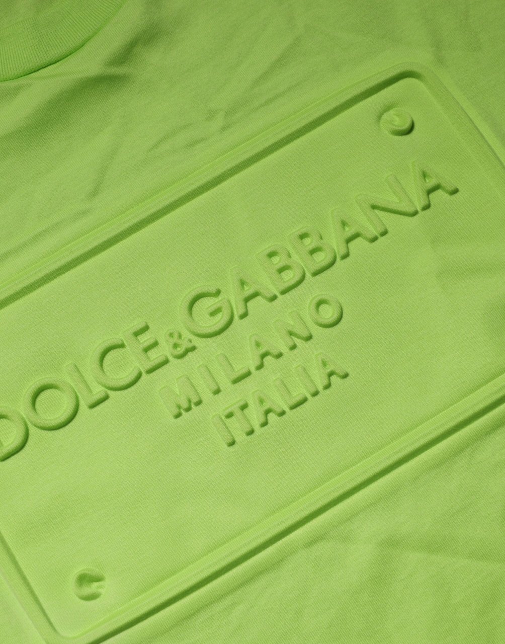 Dolce & Gabbana Green Embossed Logo Cotton Crew Neck T-shirt Groen