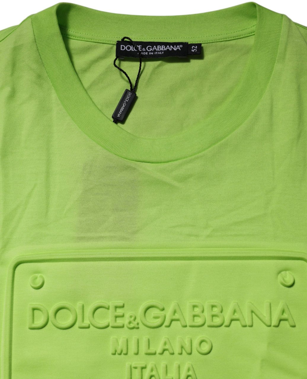 Dolce & Gabbana Green Embossed Logo Cotton Crew Neck T-shirt Groen