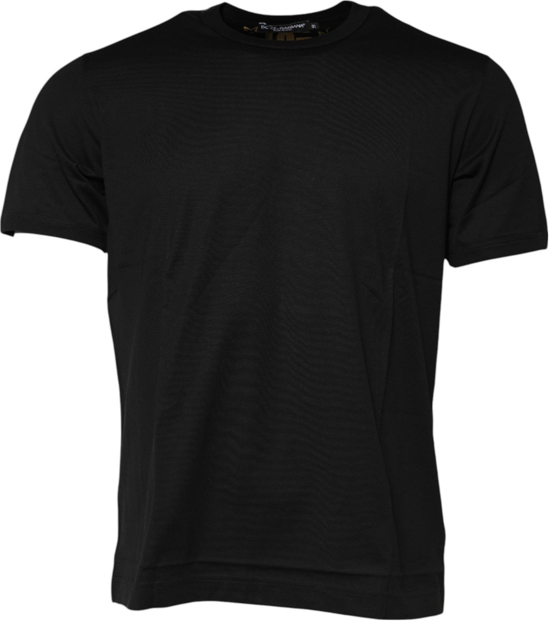 Dolce & Gabbana Black Cotton Logo Print Crew Neck T-shirt Zwart